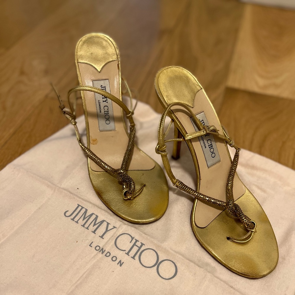 Jimmy Choo gold high heel sandals
